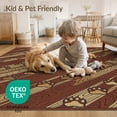 thumbnail image 4 of ODIKA 9'x12' Washable Area Rug Bear Paw Print Vintage Woodland Tracks With Rustic Wood Grain Stripes for Dining Room, Basement, Large Office, Non-Slip Chair-Friendly, 4 of 7