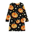 thumbnail image 2 of Favoffer Girls Dresses Pumpkin Graphic Long Sleeve Dresses Holiday Swing Dress Crewneck Cute Printed Outfits 3-14 Years, 2 of 4