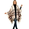 thumbnail image 5 of TELOLY Women's Plaid Blanket Scarf Shawl Wrap Warm Cozy Winter Poncho Cape with Tassels Stylish Oversized Checkered Design, 5 of 7