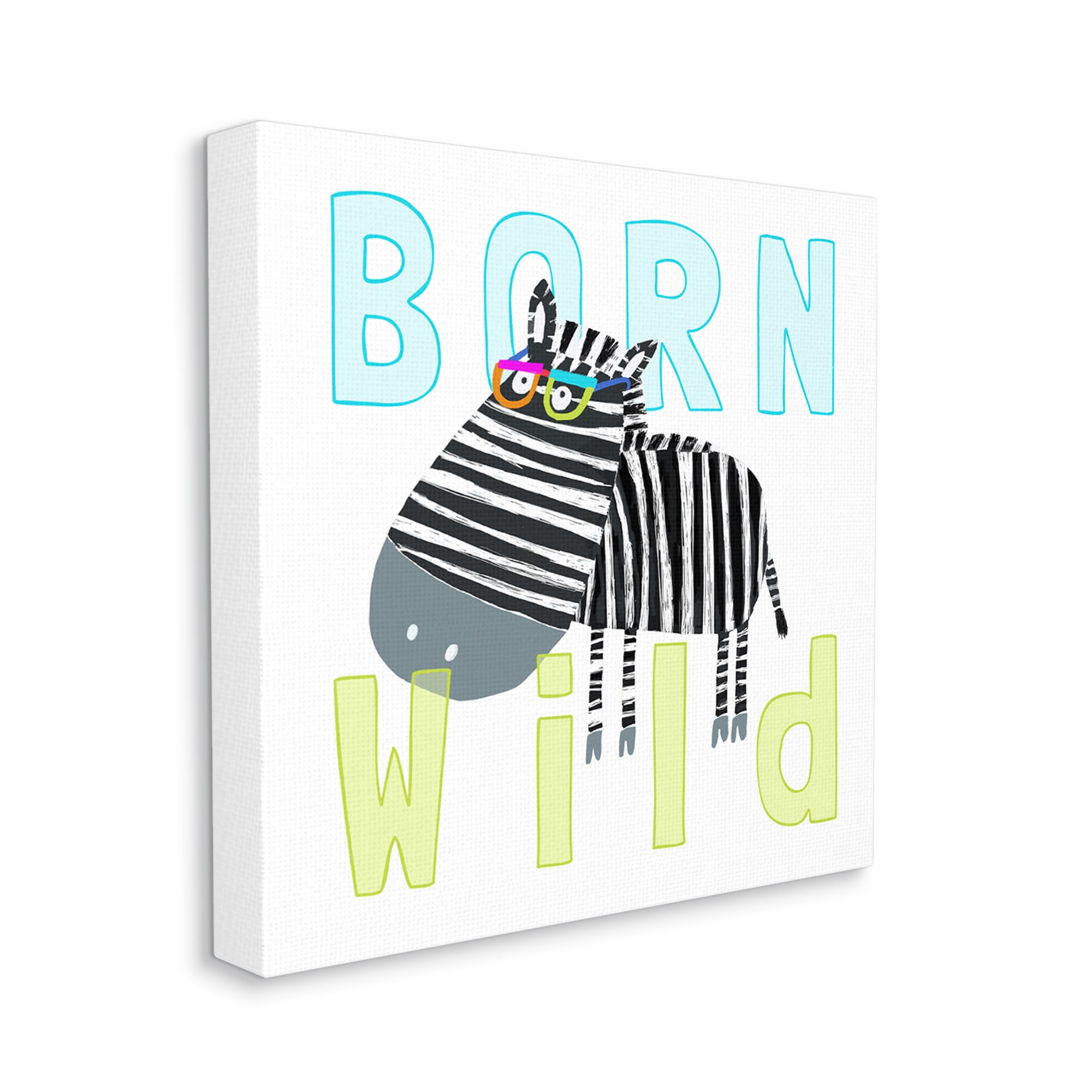 Stupell Industries Born Wild Zebra Phrase Animals & Insects Painting Gallery Wrapped Canvas Print Wall Art, 36 x 36