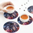 thumbnail image 7 of Pofeuu Astronaut In Cosmic Garden Print Leather Coasters Set of 6, Round Cups Mugs Mat Pad for Home Kitchen Heat Resistant Drink Coasters,Round Shape, 7 of 7
