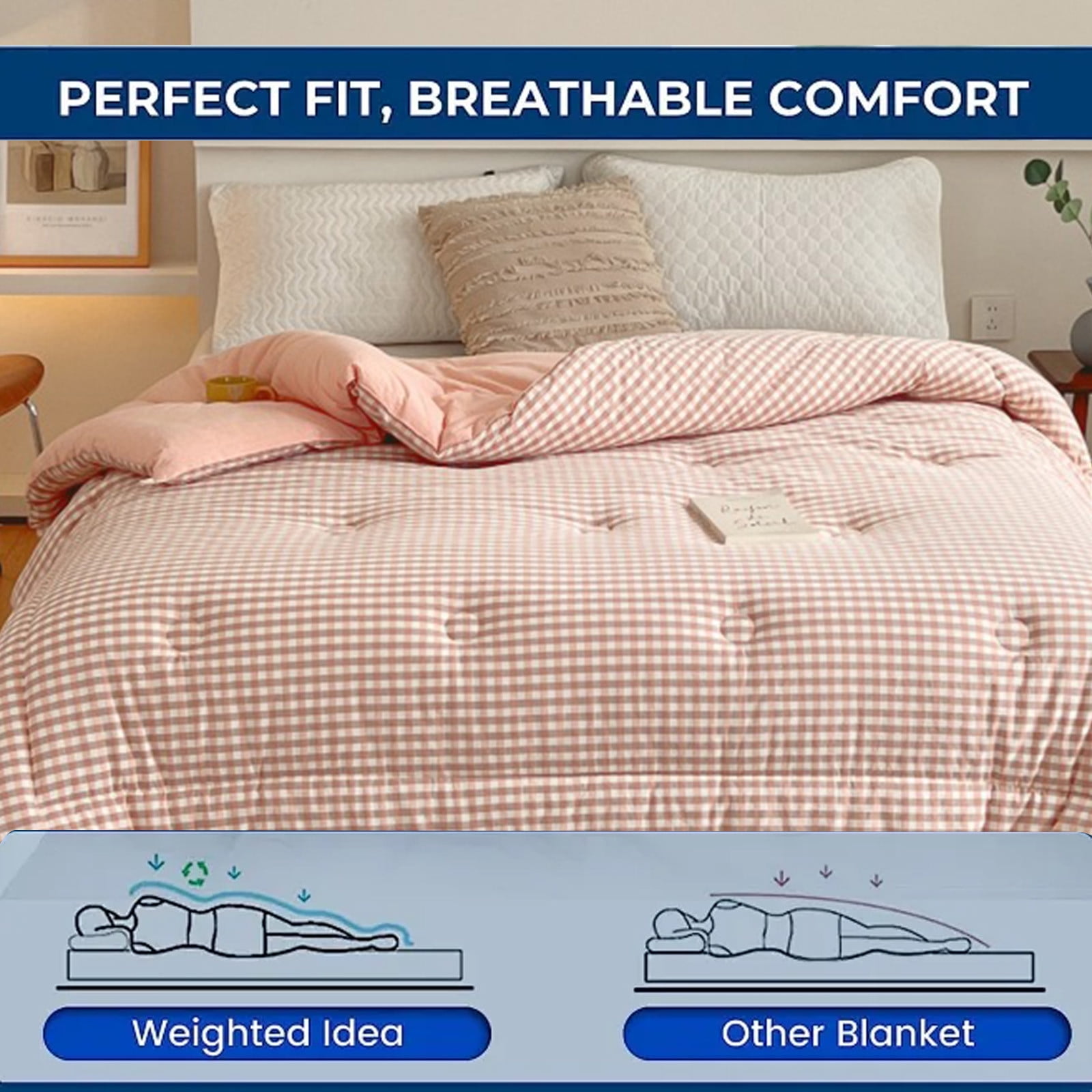 Thickened Spring & Fall Quilt - Warm Seasons Bedding, 59" x 78" - Soft, Cozy & Easy Care - Available in Blue, Khaki, Pink, Green, Yellow - 1PC