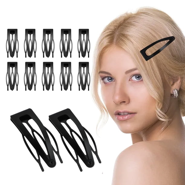 12 pinzas para el pelo de metal a presión, pinzas para el pelo antideslizantes de doble mango, pinzas para el pelo BB con 3 dientes de peine, accesorios para el cabello para mujeres y niñas, pinzas