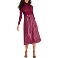 thumbnail image 1 of Anne Klein Womens Mixed Media Mock Neck Fit & Flare Dress, Purple, 14, 1 of 1