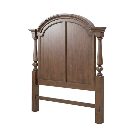 Cherry Brown Queen Poster Bed Headboard, Arched Design, Traditional Wood Style