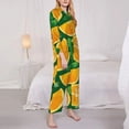 thumbnail image 4 of Kll Orange Print Women'S Long Sleeve Pajamas With Pants Sleepwear Loungewear 2 Set-Large, 4 of 9