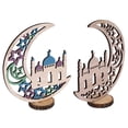 thumbnail image 3 of Adornos De Luna De Madera, 2 Juegos De Decoración De Luna Eid Mubarak Hermosa Mejora El Ambiente Festivo Para Para Restaurante, 3 of 7