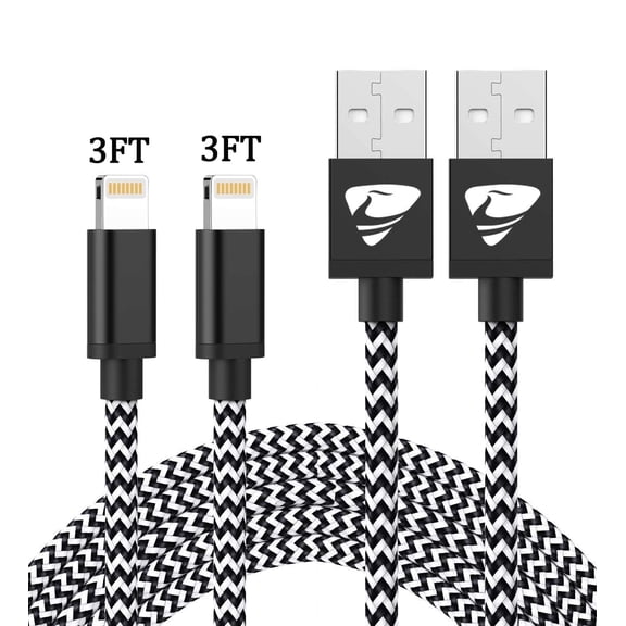 Aioneus iPhone Charger Cord 3FT 2Pack Nylon Braided Cable iPhone Charger Fast Charging for iPhone 14/13/12/11 Pro Max/XS MAX/XR/XS/X/8/7/Plus/6S/6/SE/5S/iPad