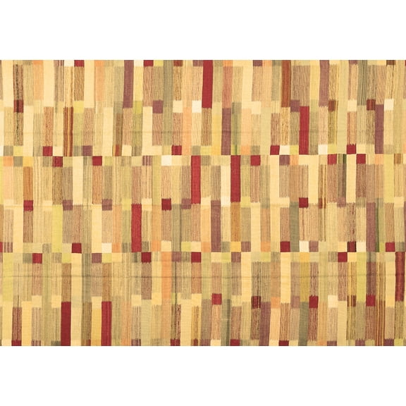 Ahgly Company Indoor Rectangle Abstract Brown Contemporary Area Rugs, 5' x 7'