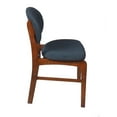 thumbnail image 3 of Ouuuhlala Lily Dark Blue Rubber Wood Fabric Dining Chair with Brown Leg (Set of 2), 3 of 7