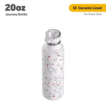 RTIC 20 oz Ceramic Lined Insulated Journey Water Bottle, Holiday, Christmas, Leak-Proof Lid, Mistletoe