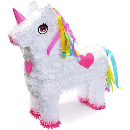 Unicorn Pinata for Unicorn Party Favor Supplies Birthday Party Supplies with Multi Color Hair & Tail and Pink Hearts (13 x 4 x 16 inches)