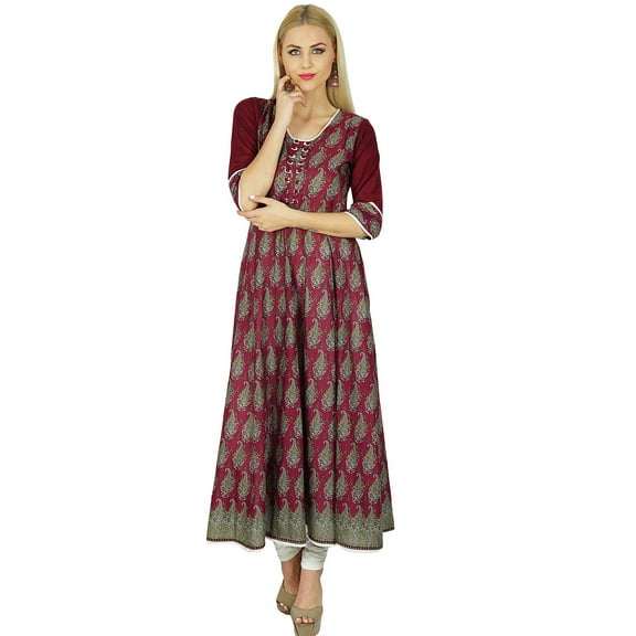 Bimba Women Anarkali custom Kurti Indian Ethnic 3/4 Sleeve Cotton Kurta Blouse