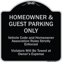 SignMission Designer Series Sign - Homeowner & Guest Parking Only | Black & Silver 18" X 18" Heavy-Gauge Aluminum Architectural Sign | Protect Your Business & Municipality | Made in the