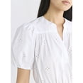 thumbnail image 5 of Free Assembly Women's and Women's Plus Cotton Eyelet Tiered Mini Dress with Puff Sleeves, Sizes XS-4X, 5 of 6