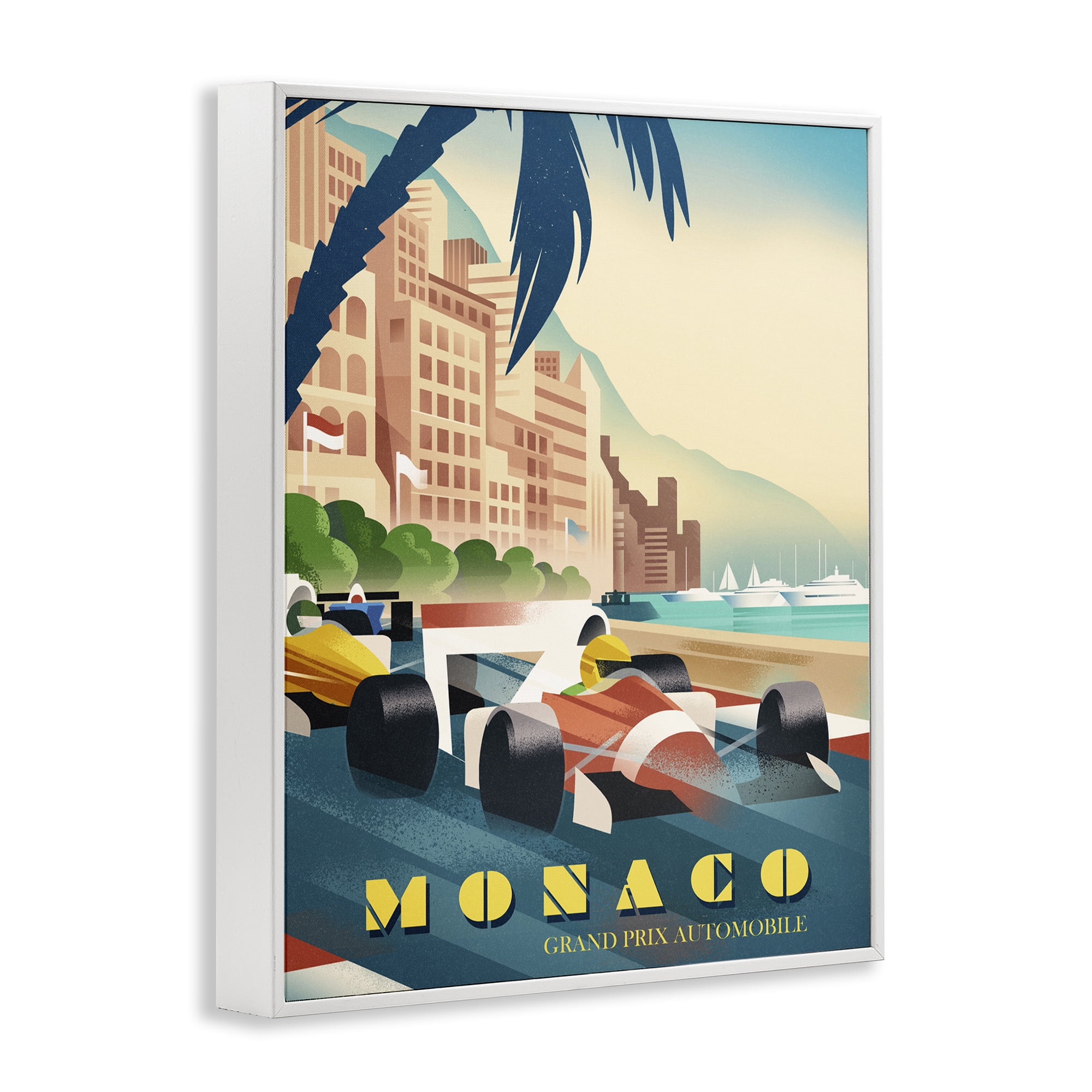Stupell Industries Monaco Grand Prix Racing White Framed Giclee Art, design by Martin Wickstrom