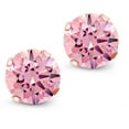 thumbnail image 3 of Gem Stone King 2.56 Ct Round 7mm Pink Zirconia 18K Rose Gold Plated Silver Stud Earrings for Women Men, 3 of 5