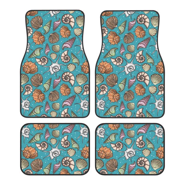 Fotbe Cute Conch Juego de 4 Tapetes para Auto con Estampado – Alfombrillas de Goma Reforzada, Diseño Antideslizante, Protección para Todo el Año – Vehículos, Autos, Camionetas y SUVs