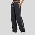 thumbnail image 2 of Womens Sweatpants Stripe Patchwork Loose Multi Use Sport Casual Wide Leg Sweatpants Women Black L, 2 of 8