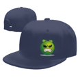 thumbnail image 4 of DouZhe Flat Brim Cap Snapback Hat, Cartoon Angry Alien Prints Adjustable Blue Adult Baseball Cap, 4 of 6