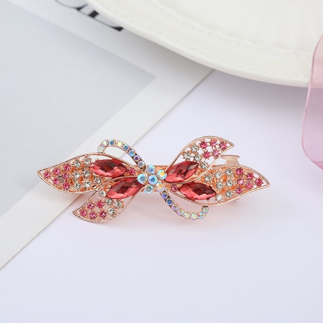 2 piezas de cuatro hojas tipo cola de caballo grande pinza para el cabello con diamantes de imitación tocado de mujer flores de cristal clip de resorte envuelto tarjeta para el cabello con clip super