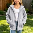 thumbnail image 5 of 1-13Y Kids Zip Up Hoodies Solid Color Long Sleeve Hoodie Jacket for Boys and Girls Loose Comfy Casual Hooded Sweatshirt with Pocket, 5 of 10
