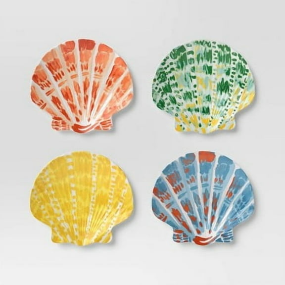 Coastal 4pk 9" Melamine Plastic Shells Appetizer Plates