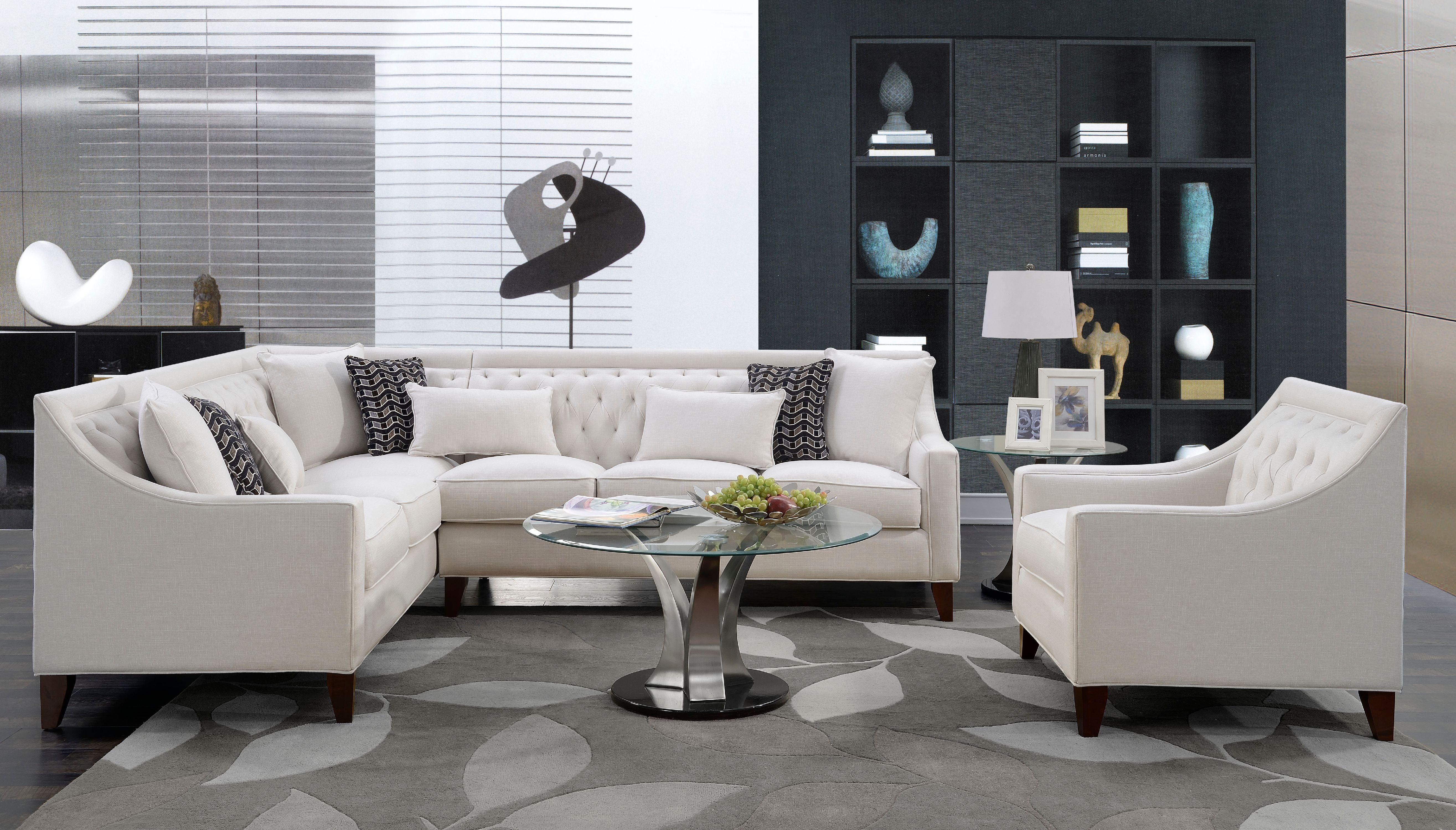 Chic Home Fulla Linen Tufted Back Rest Modern Contemporary Right Facing