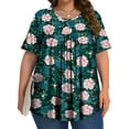 thumbnail image 4 of Fantaslook Womens Plus Size Tops Tunic Short Sleeve Shirts Floral Blouses Loose Summer Tops, 4 of 9