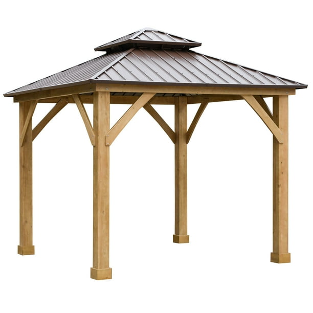 Outsunny 10' x 10' Hardtop Gazebo Canopy Patio Shelter Outdoor with
