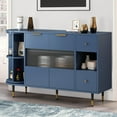 thumbnail image 2 of TUANLUO Rotating Accent Cabinet with 2 Doors and 2 Drawers, Buffet Cabinet with Adjustable Shelves, Modern Storage Cabinet, Wood Storage Cabinet Furniture for Living Room Entryway Dining Room, Blue, 2 of 10
