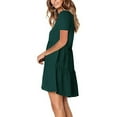 thumbnail image 3 of Floenr Womens Plus Size Maxi Dresses,Fashion Solid Color V-Neck Short Sleeve Summer Dresses,Casual Loose Empire Waist Dress Ruffle Hem Swing Dress Mini Dress, 3 of 6