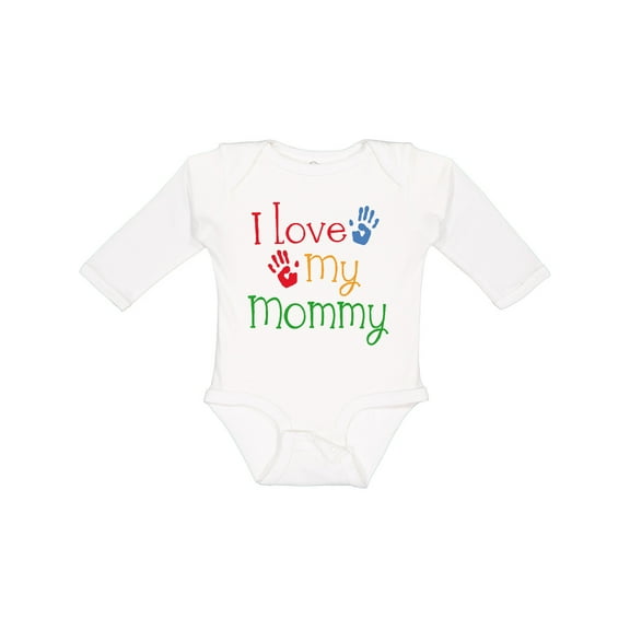 Inktastic I Love My Mommy Handprints Boys or Girls Long Sleeve Baby Bodysuit
