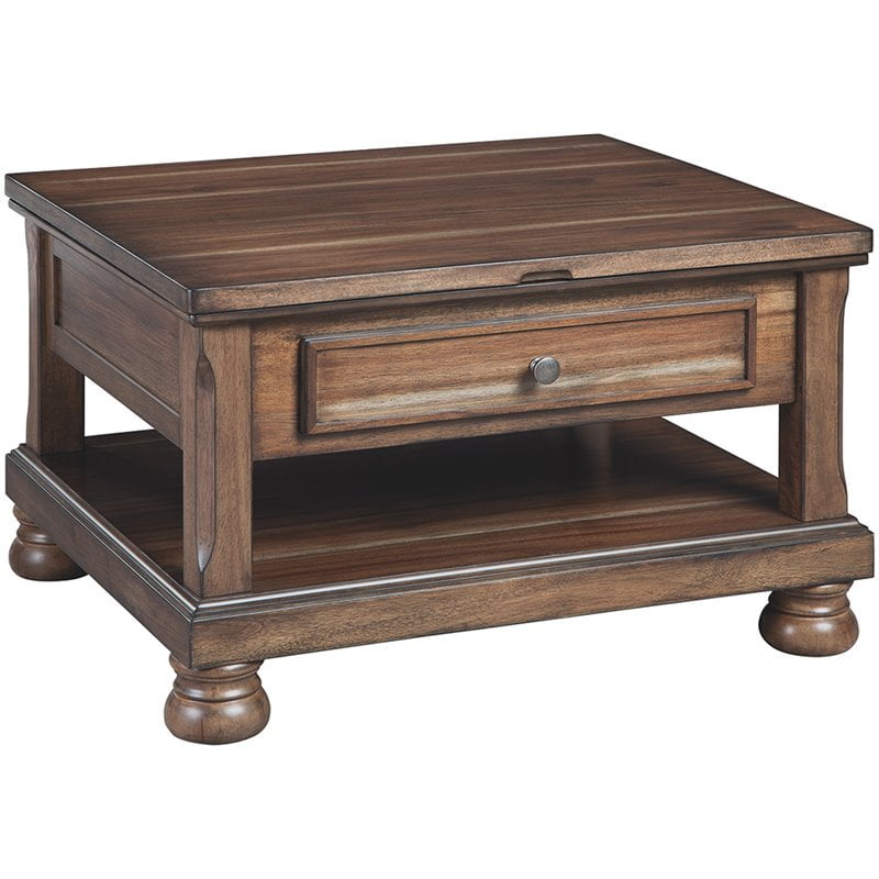 Ashley Furniture Flynnter Lift Top Coffee Table in Medium Brown
