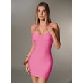 thumbnail image 6 of Pink Halter Neck Backless Bandage Mini Dress With Tummy Control, 6 of 30