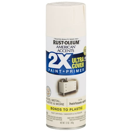 American Accents Paint - (3 Pack) Rust-Oleum American Accents Ultra Cover 2X Satin Heirloom White Spray Paint and Primer in 1, 12 oz