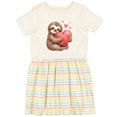 thumbnail image 3 of Inktastic Cute Sloth Hugging Heart Girls Toddler Dress, 3 of 5
