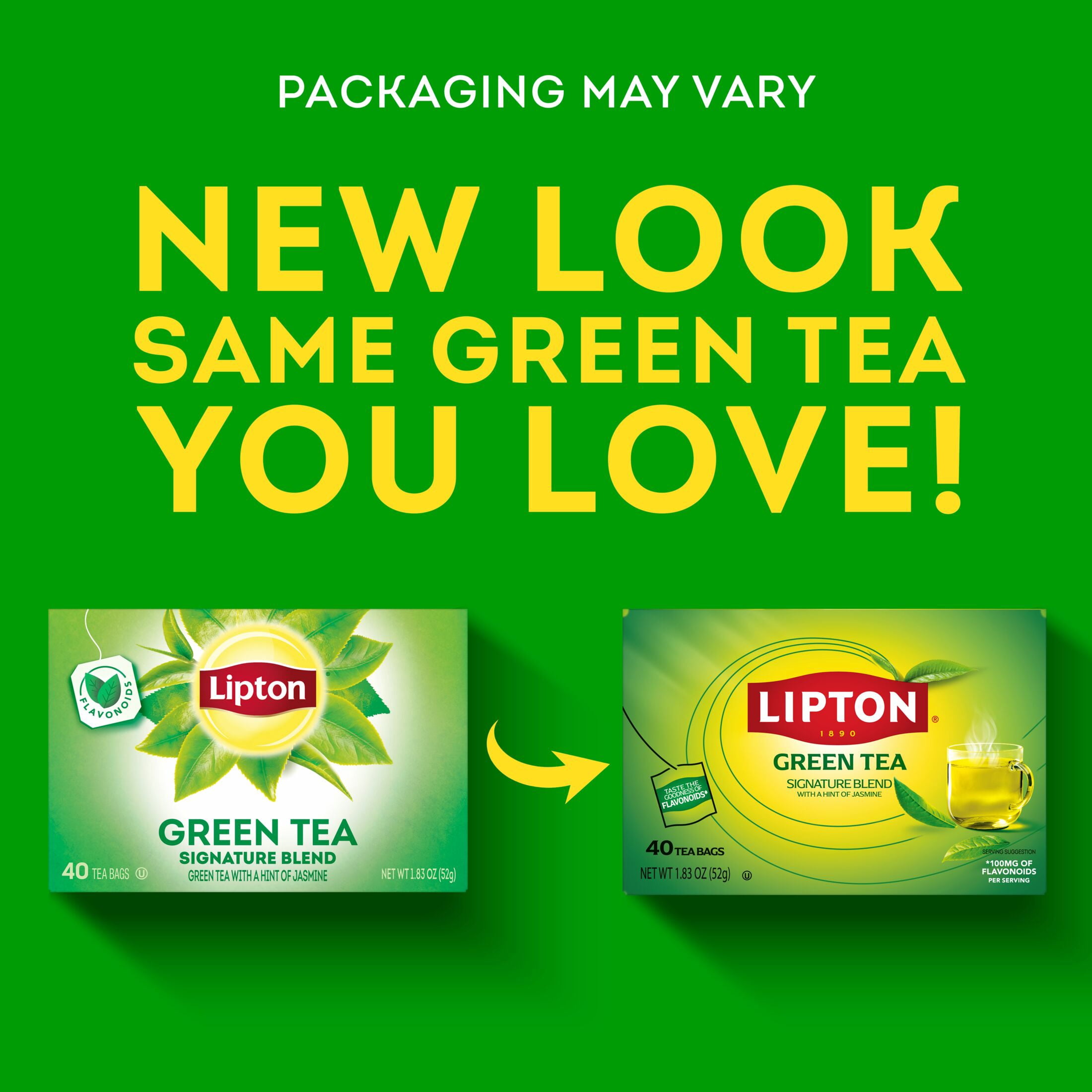 (6 pack) Lipton Signature Blend Green Tea Bags, Unsweetened, 40 Count Box