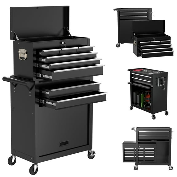 BCBYou 8-Drawer Rolling Tool Chest Removable Storage with Sliding Drawers, High Capacity with Wheels, Keyed Locking System box Organizer