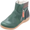 thumbnail image 2 of Babysbule Boots for Women Winter Women's Vintage Splicing Round Toe Plus Velvet Zip Up Short Naked Shoes, 2 of 4