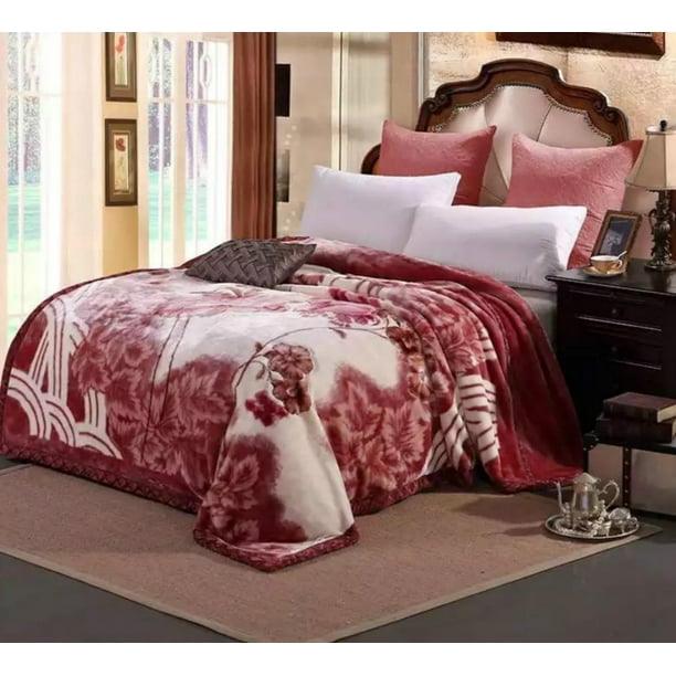 DBOZE Heavy Korean Faux Mink Fleece Blanket, 2 Ply Reversible Silky