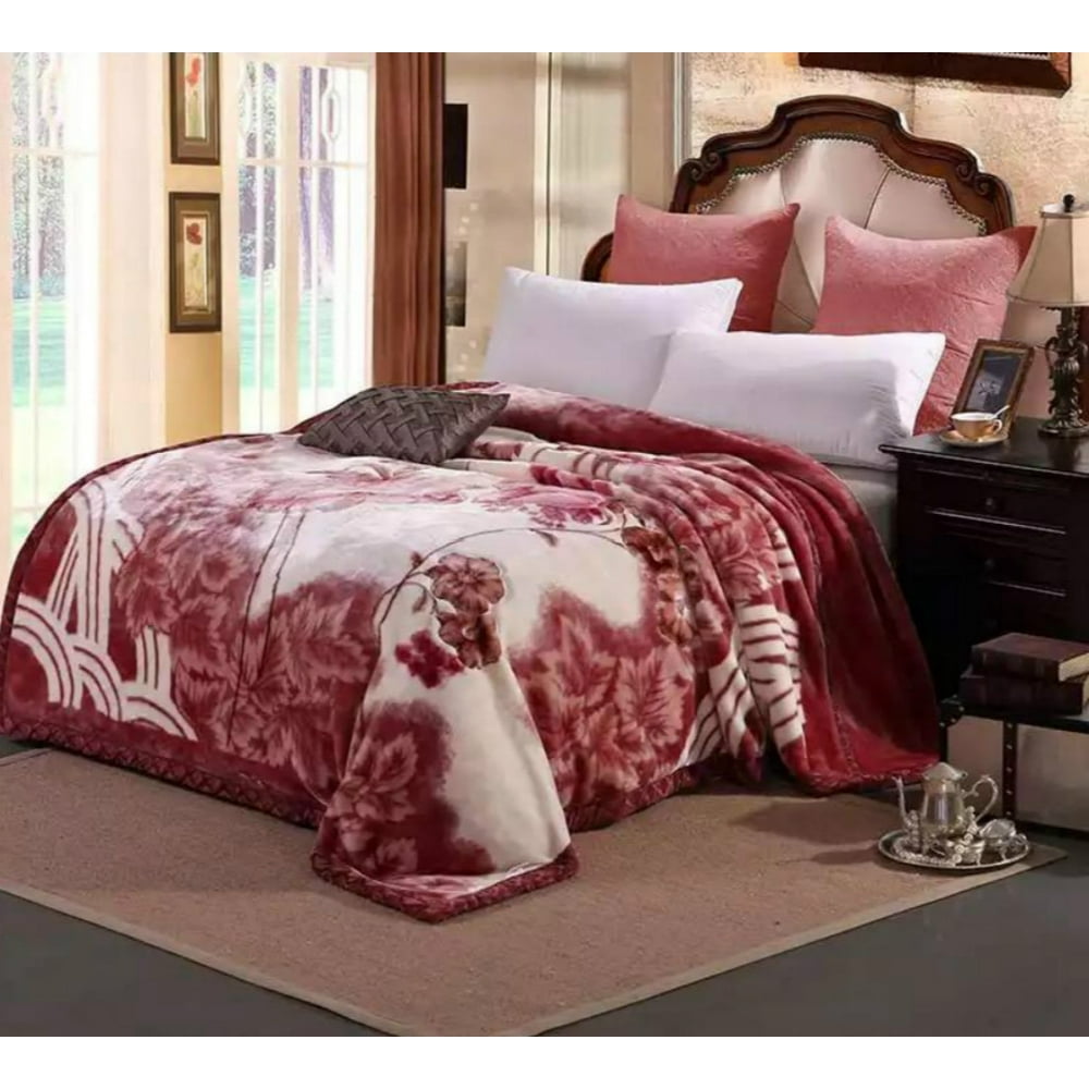 DBOZE Heavy Korean Faux Mink Fleece Blanket, 2 Ply Reversible Silky