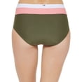 thumbnail image 3 of DKNY Women's Colorblocked High Waist Bikini Bottoms Swimsuit Green Size Large, 3 of 4