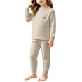 thumbnail image 5 of HBGVBA Thermal Set for Girls 2 Piece Outfits Solid Color Long Sleeve Crewneck Top with Pants Warm Loungewear for 6 Months-13 Years, 5 of 5