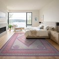 thumbnail image 3 of ODIKA 9'x12' Washable Area Rug Pink Boho Checkered Lattice Purple Charm Bold Checkerboard Grid for Master Suite, California King, Under Bed, Non-Shedding, Easy Care, 3 of 7
