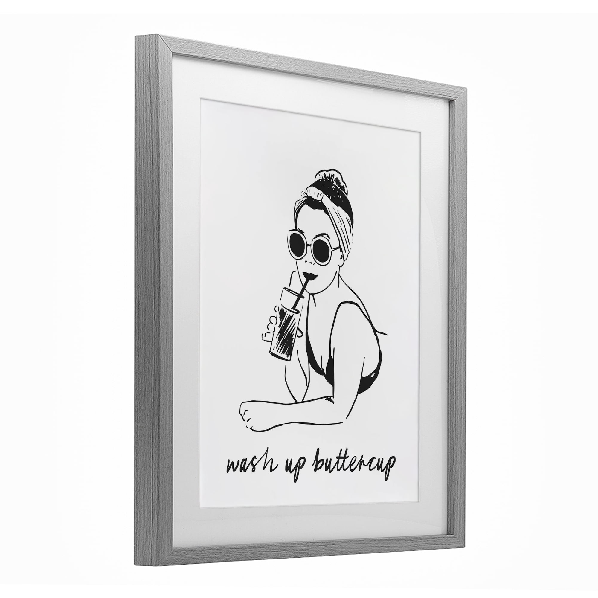 Stupell Industries Wash Up Buttercup Retro Gray Framed Print Under Glass, design by Lettered and Lined