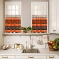 thumbnail image 4 of Kitchen Window Curtains Valance and Tier Set, Retro Orange Brown Beige Stripes Rod Pocket Tier Curtain Valance Set, Wood Grain Light Filtering Cafe Curtains for Bedroom Living Room, 4 of 9
