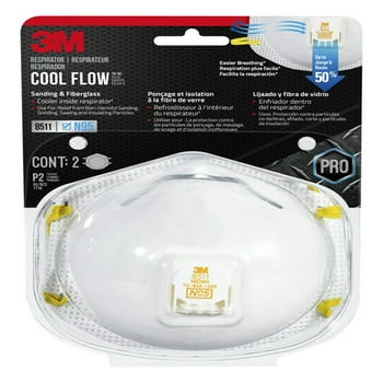 3M Cool Flow Valve Respirator 8511, N95, White, 2 s