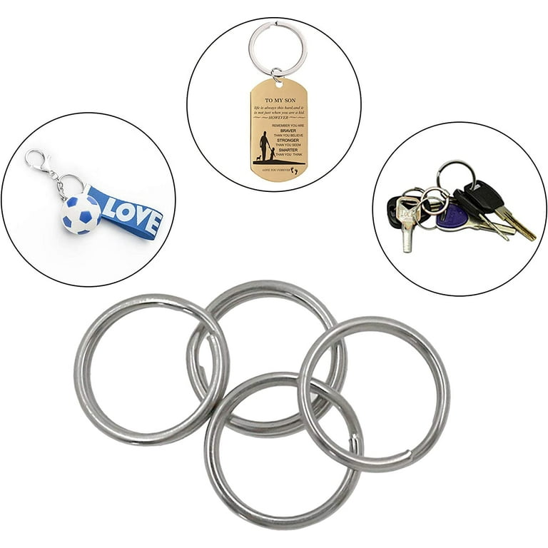 KeyUnity Key Rings, Titanium Split Side Pushing Key Rings for Key Carabiner  Flashlight Knife Dog Tag Ring KA18 (1.04'') 