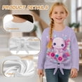 thumbnail image 6 of Xixirimido Axolotl Floral Purple Pattern Girls Casual Long Sleeve Shirts Knot Tie-hem Tunic Tops Crewneck Tees Blouses Girls Fashion Clothes, Size 7-8, 6 of 7